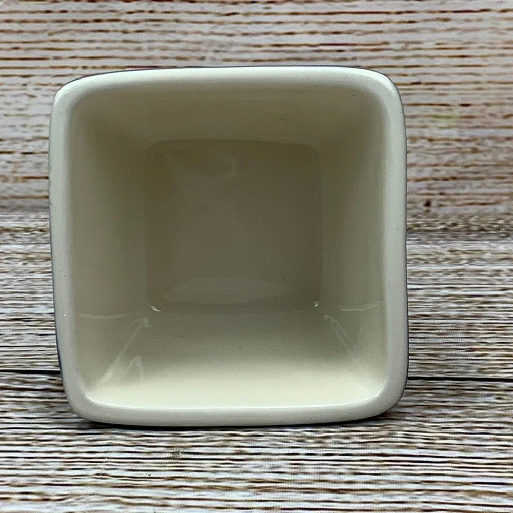Longaberger Square Ceramic Bowl Dark‎ Purple Wood Grain Design Oven Safe Dish